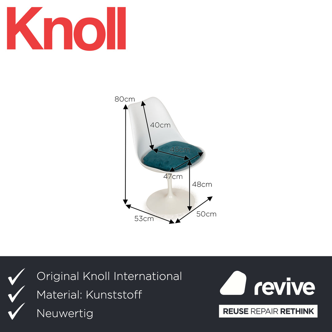 Set of 4 Knoll International Saarinen Tulip Plastic Chairs White Original from 1961