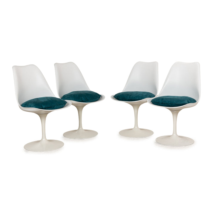 Set of 4 Knoll International Saarinen Tulip Plastic Chairs White Original from 1961