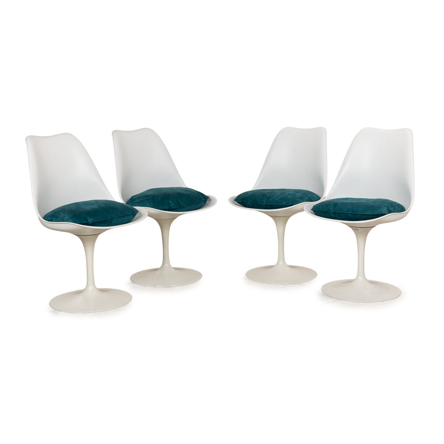 Set of 4 Knoll International Saarinen Tulip Plastic Chairs White Original from 1961