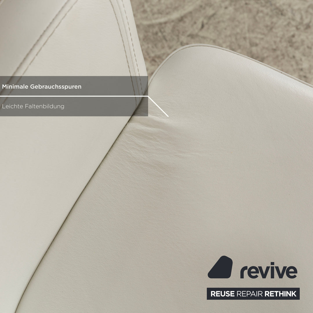 Lot de 4 chaises de salle à manger en cuir et métal chromé La Nuova Casa blanc crème