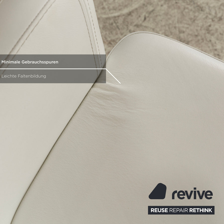 Lot de 4 chaises de salle à manger en cuir et métal chromé La Nuova Casa blanc crème