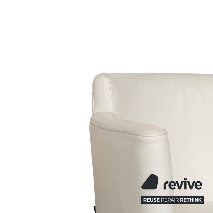 Set of 4 La Nuova Casa leather chrome metal chair white cream dining room