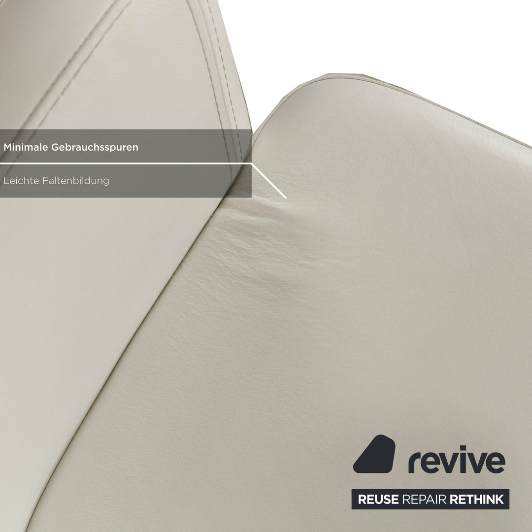 Lot de 4 chaises de salle à manger en cuir et métal chromé La Nuova Casa blanc crème
