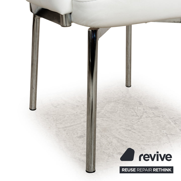 Lot de 4 chaises de salle à manger en cuir et métal chromé La Nuova Casa blanc crème