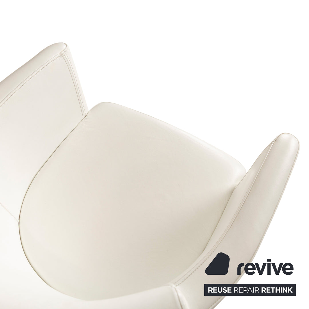 Lot de 4 chaises de salle à manger en cuir et métal chromé La Nuova Casa blanc crème
