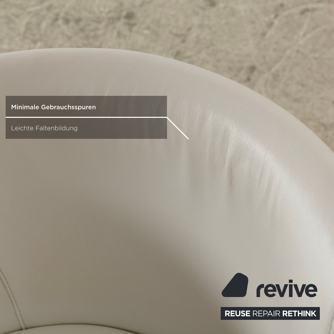 Lot de 4 chaises de salle à manger en cuir et métal chromé La Nuova Casa blanc crème