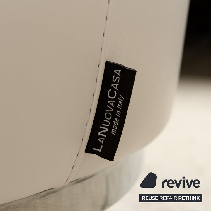 Lot de 4 chaises de salle à manger en cuir et métal chromé La Nuova Casa blanc crème