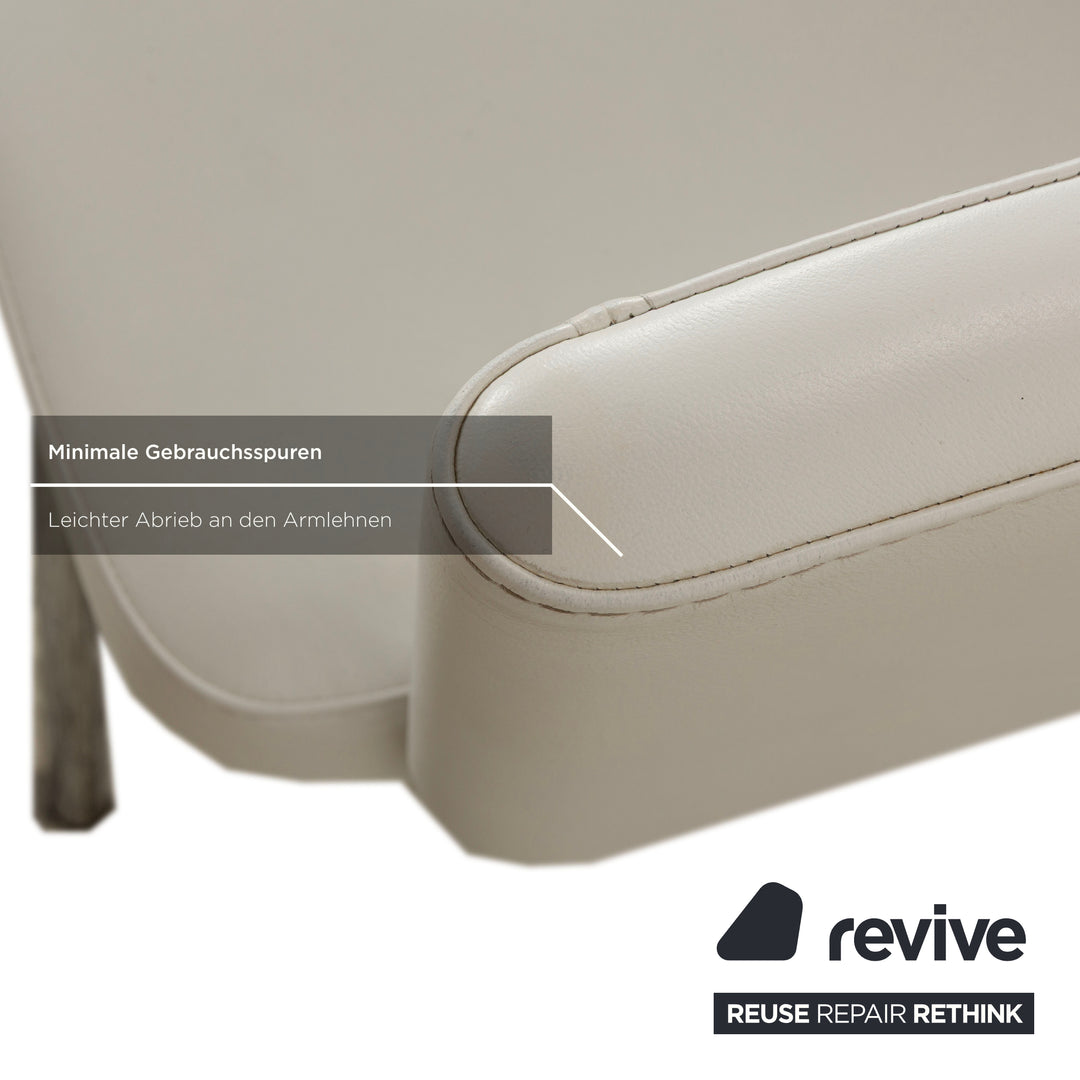 Lot de 4 chaises de salle à manger en cuir et métal chromé La Nuova Casa blanc crème