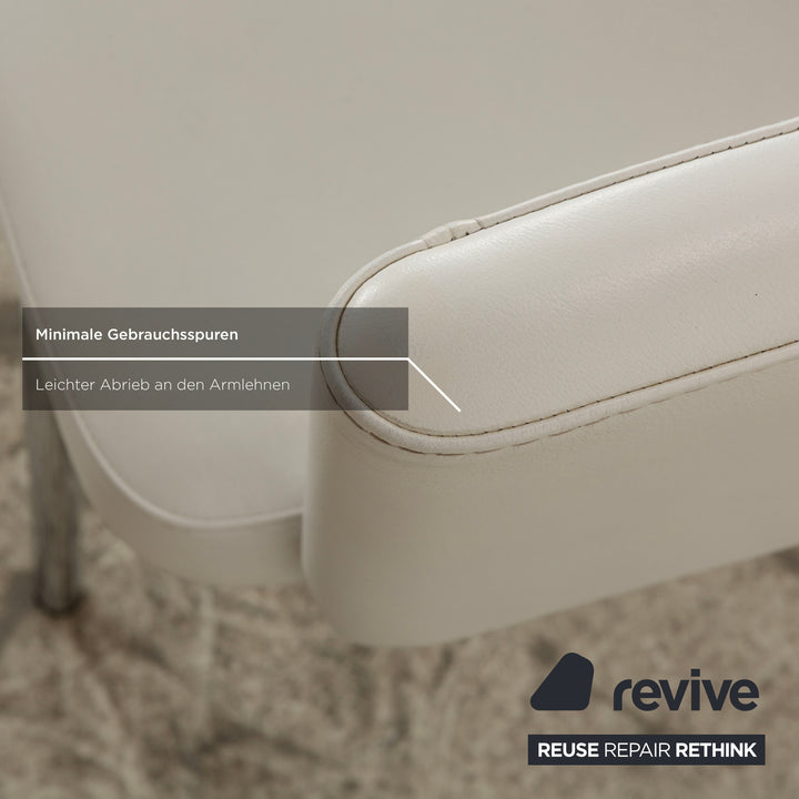 Lot de 4 chaises de salle à manger en cuir et métal chromé La Nuova Casa blanc crème