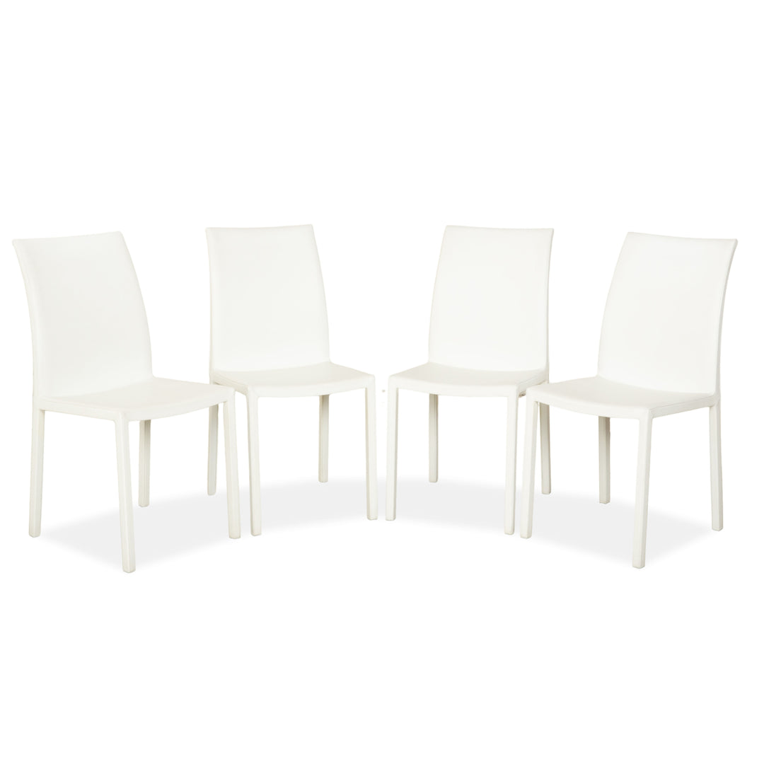 Ensemble de 4 fauteuils en cuir blanc, complet