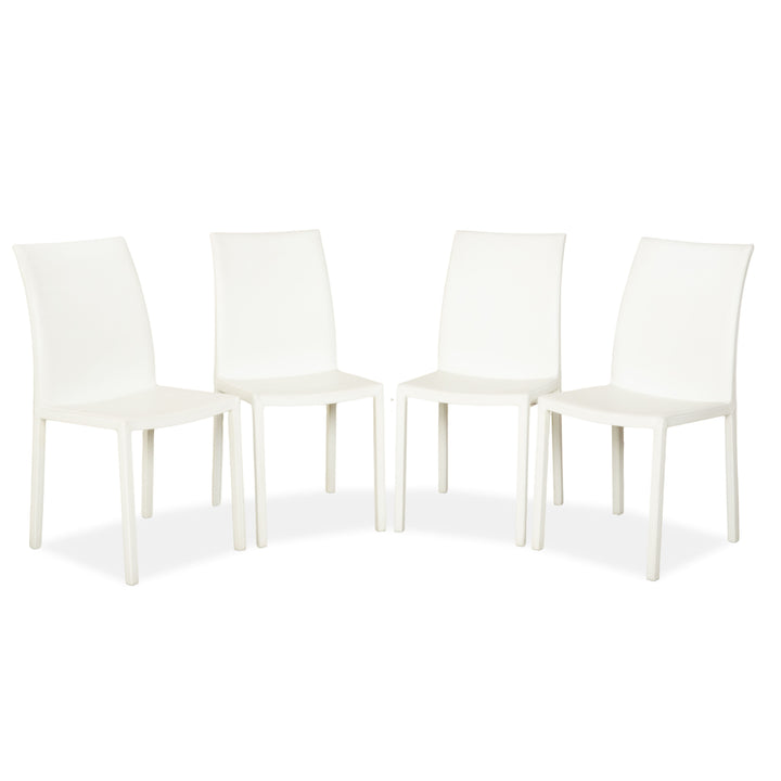Ensemble de 4 fauteuils en cuir blanc, complet