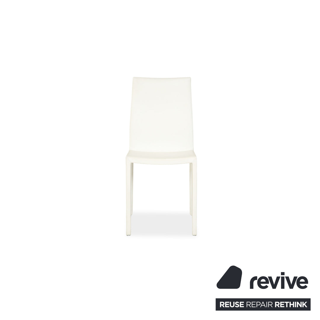 Ensemble de 4 fauteuils en cuir blanc, complet