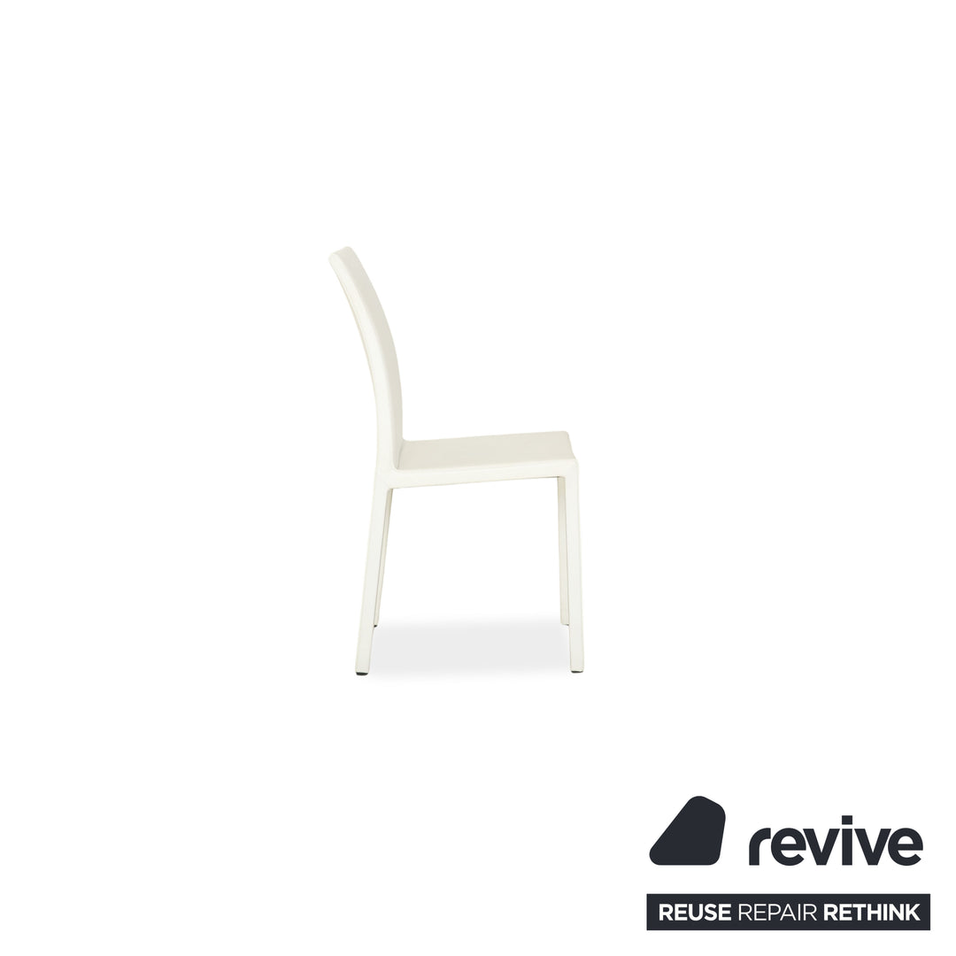Ensemble de 4 fauteuils en cuir blanc, complet