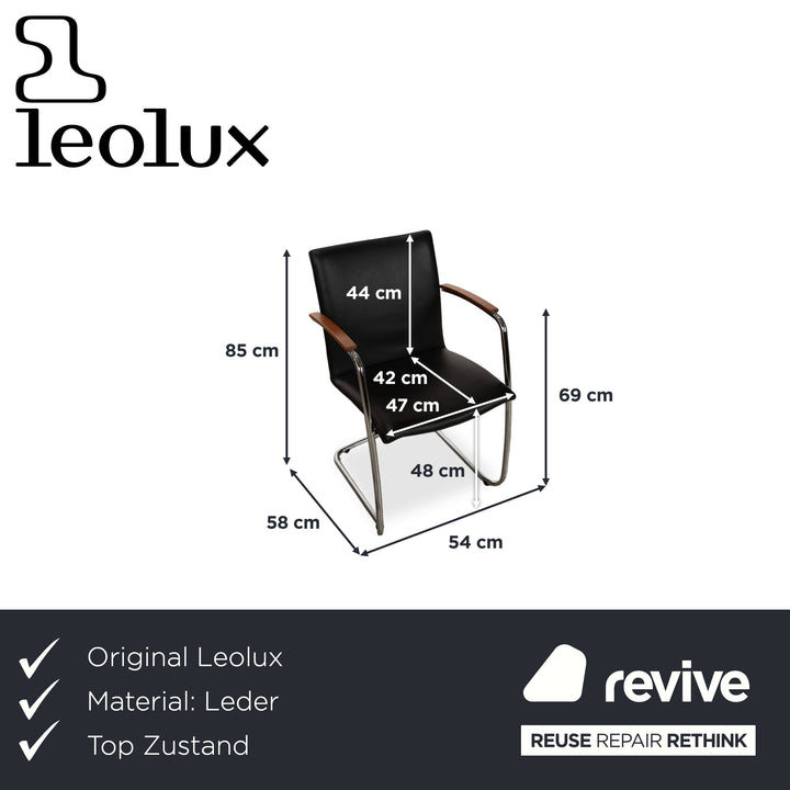 4er Garnitur Leolux Freyr Leder Stuhl Schwarz