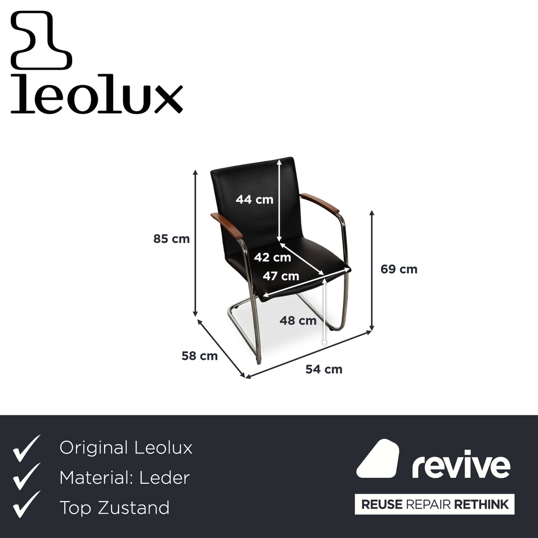 Sæt med 4 Leolux Freyr læderstole, sort