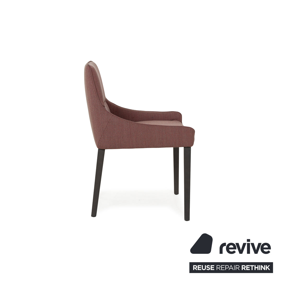 Set of 4 Ligne Roset Long Island Fabric Chairs Red Green Rose
