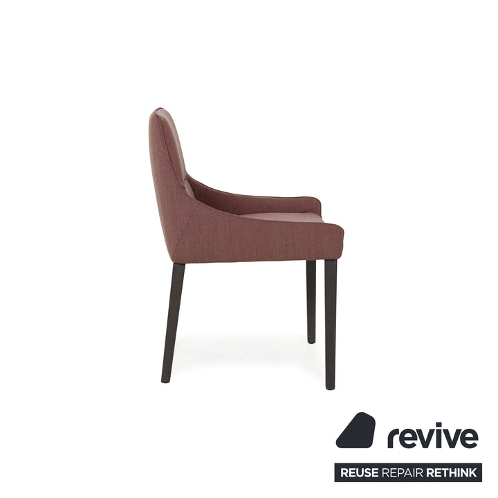 Set of 4 Ligne Roset Long Island Fabric Chairs Red Green Rose