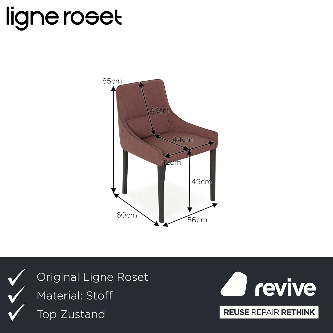 Set of 4 Ligne Roset Long Island Fabric Chairs Red Green Rose