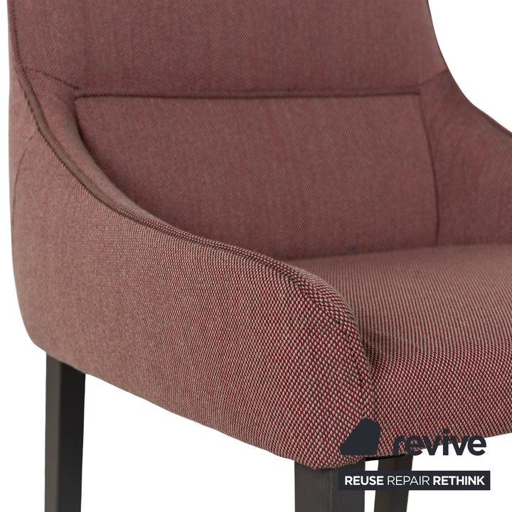 Set of 4 Ligne Roset Long Island Fabric Chairs Red Green Rose