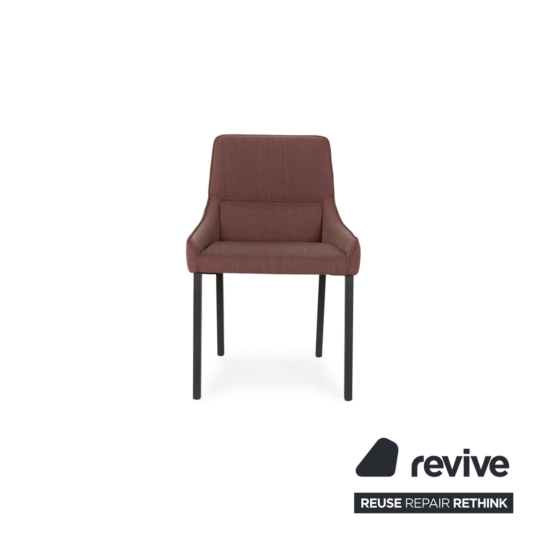 Set of 4 Ligne Roset Long Island Fabric Chairs Red Green Rose