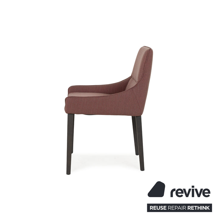 Set of 4 Ligne Roset Long Island Fabric Chairs Red Green Rose
