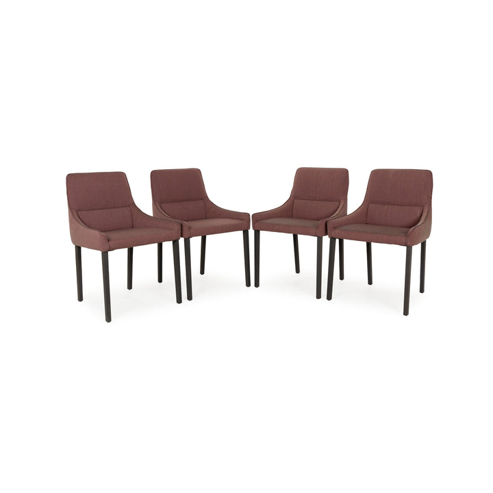 Set of 4 Ligne Roset Long Island Fabric Chairs Red Green Rose