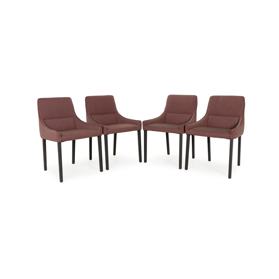 Lot de 4 chaises ligne roset Long Island en tissu rouge vert rosé