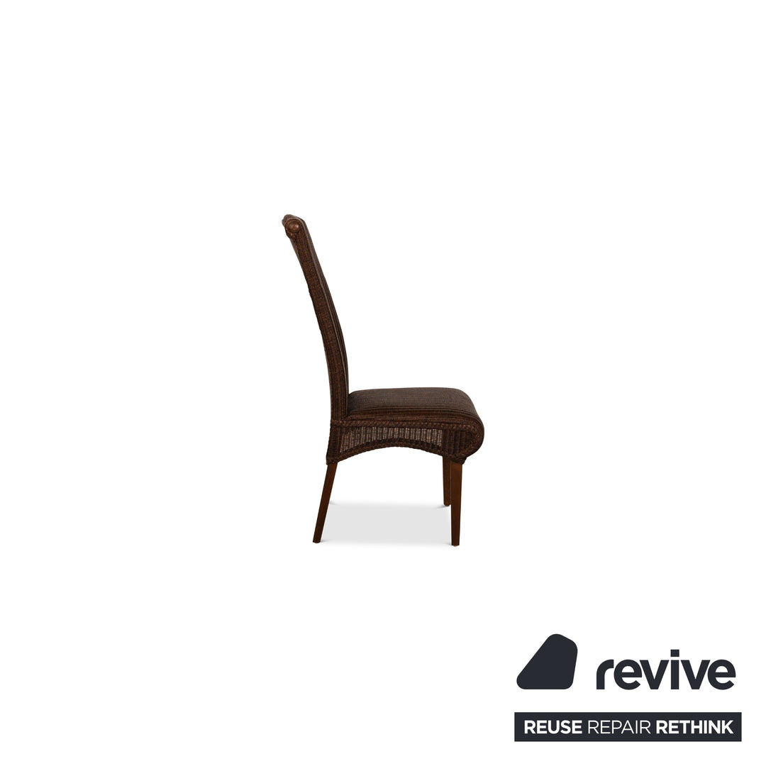 4er Garnitur Lloyd Loom Holz Stuhl Braun Esszimmer