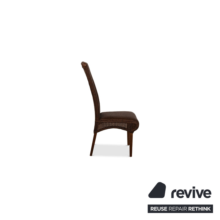 4er Garnitur Lloyd Loom Holz Stuhl Braun Esszimmer