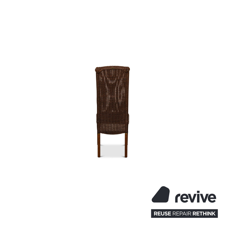 4er Garnitur Lloyd Loom Holz Stuhl Braun Esszimmer