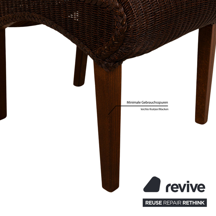 4er Garnitur Lloyd Loom Holz Stuhl Braun Esszimmer
