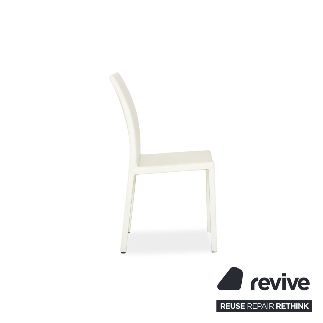 4er Garnitur Leder Stuhl Weiß Komplettset