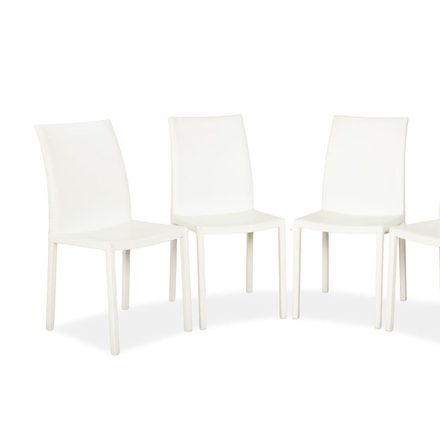 4er Garnitur Leder Stuhl Weiß Komplettset