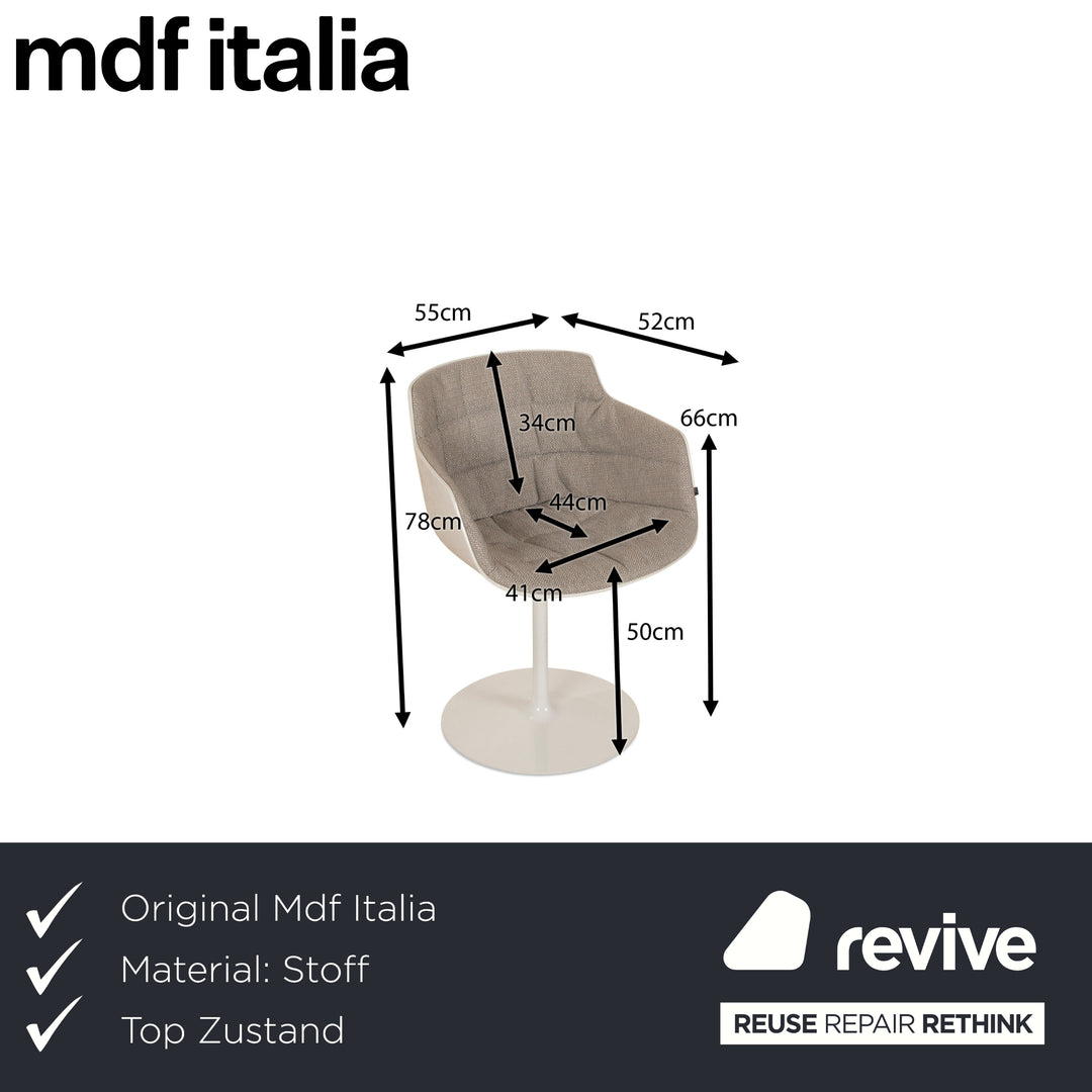 Set of 4 Mdf Italia Flow Chair Fabric Grey manual function
