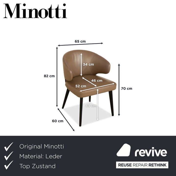 4er Garnitur Minotti Aston Leder Stuhl Braun Kaffee Esszimmer