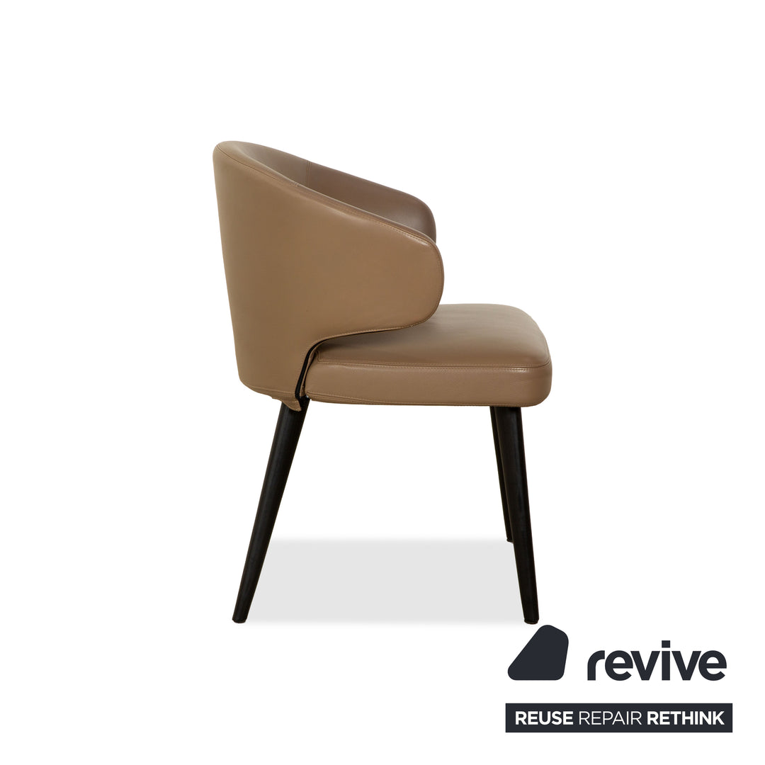 4er Garnitur Minotti Aston Leder Stuhl Braun Kaffee Esszimmer