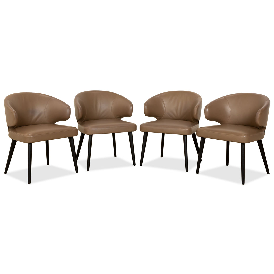 4er Garnitur Minotti Aston Leder Stuhl Braun Kaffee Esszimmer