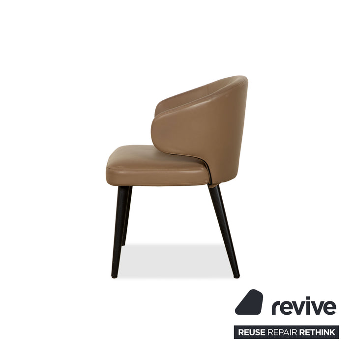 4er Garnitur Minotti Aston Leder Stuhl Braun Kaffee Esszimmer