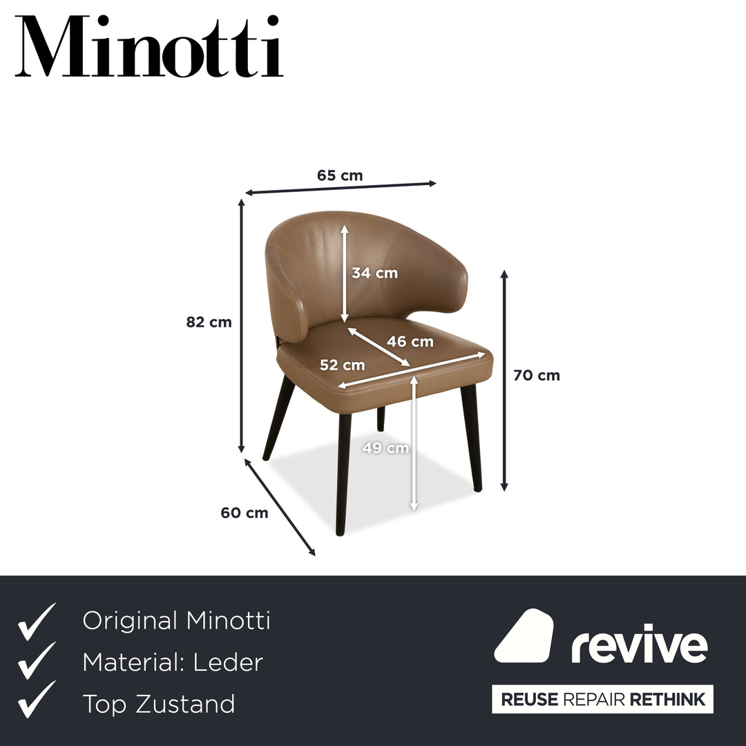 4er Garnitur Minotti Aston Leder Stuhl Braun Kaffee Esszimmer