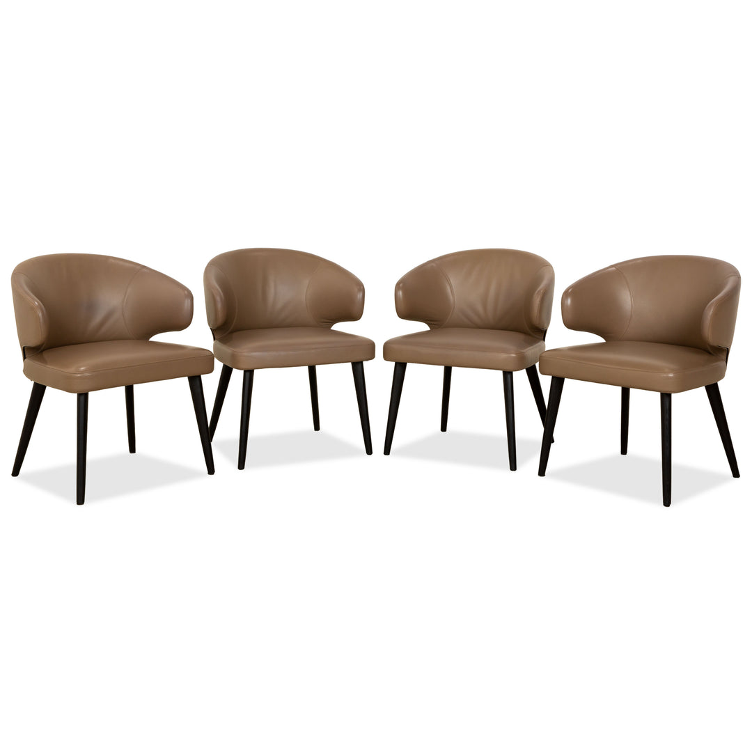 4er Garnitur Minotti Aston Leder Stuhl Braun Kaffee Esszimmer