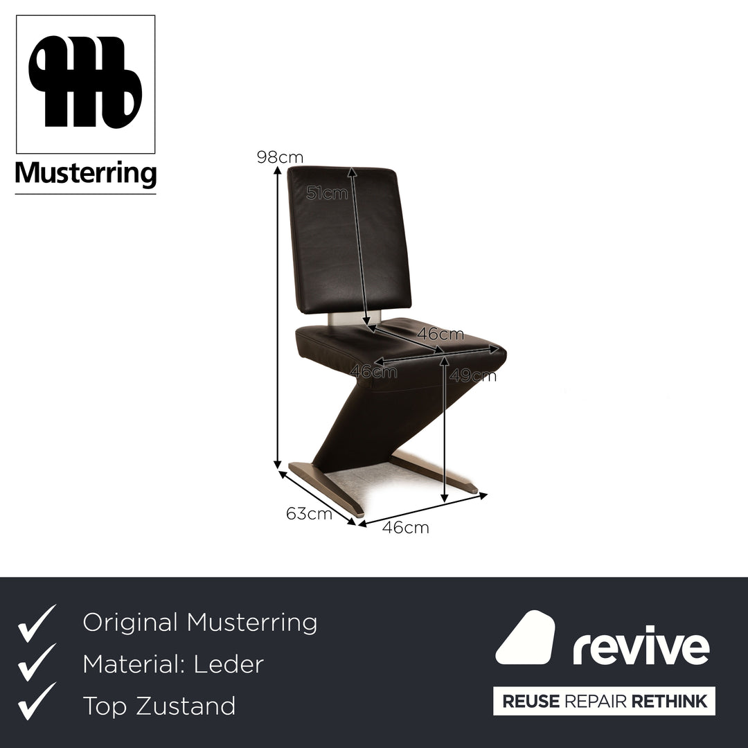 Set of 4 Musterring Rosario leather chairs black