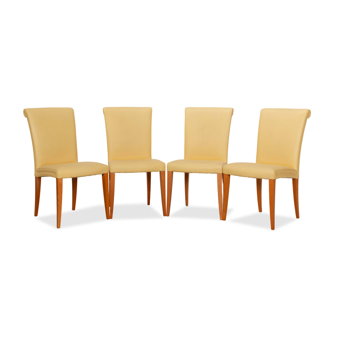 Set of 4 Poltrona Frau leather chairs cream dining room