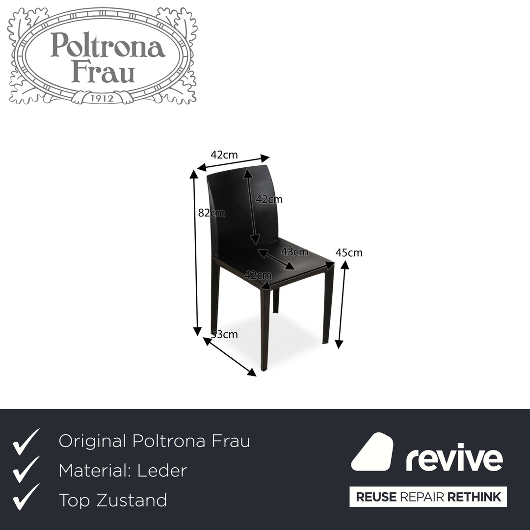 Set of 4 Poltrona Frau Lola Leather Chair Black