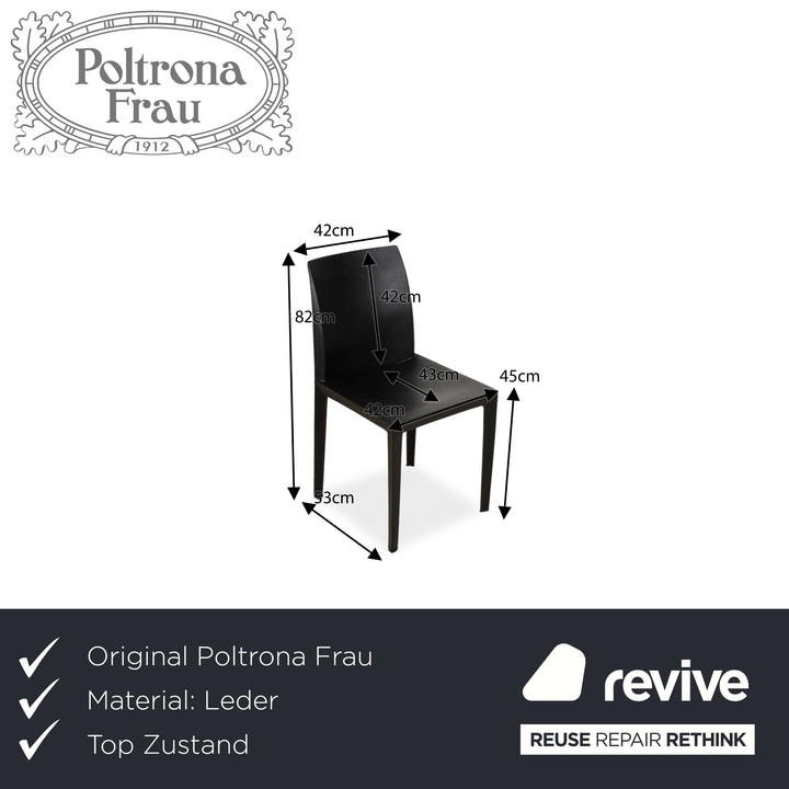 Set of 4 Poltrona Frau Lola Leather Chair Black