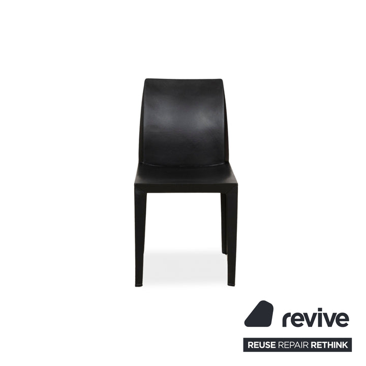 Set of 4 Poltrona Frau Lola Leather Chair Black
