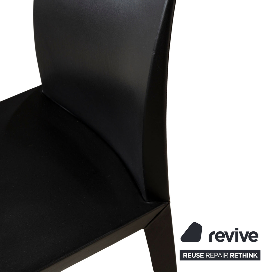 Set of 4 Poltrona Frau Lola Leather Chair Black