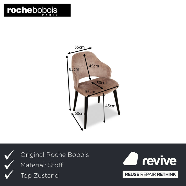 Lot de 4 chaises Roche Bobois YEL tissu marron