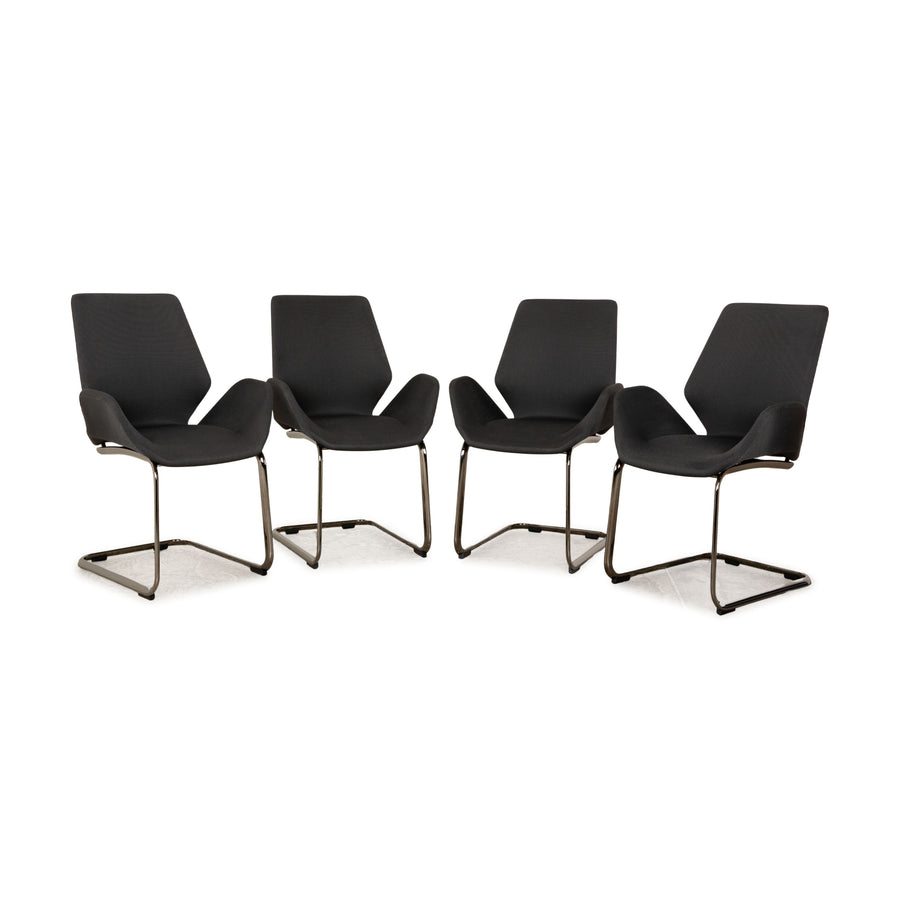 Set of 4 Rolf Benz 610 fabric chairs grey dining room