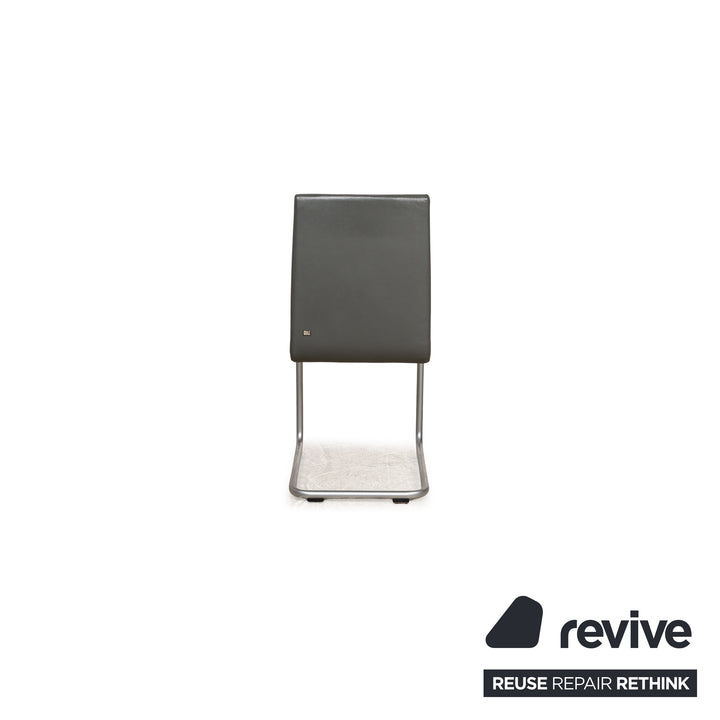 Lot de 4 chaises en cuir Rolf Benz 620 gris salle à manger