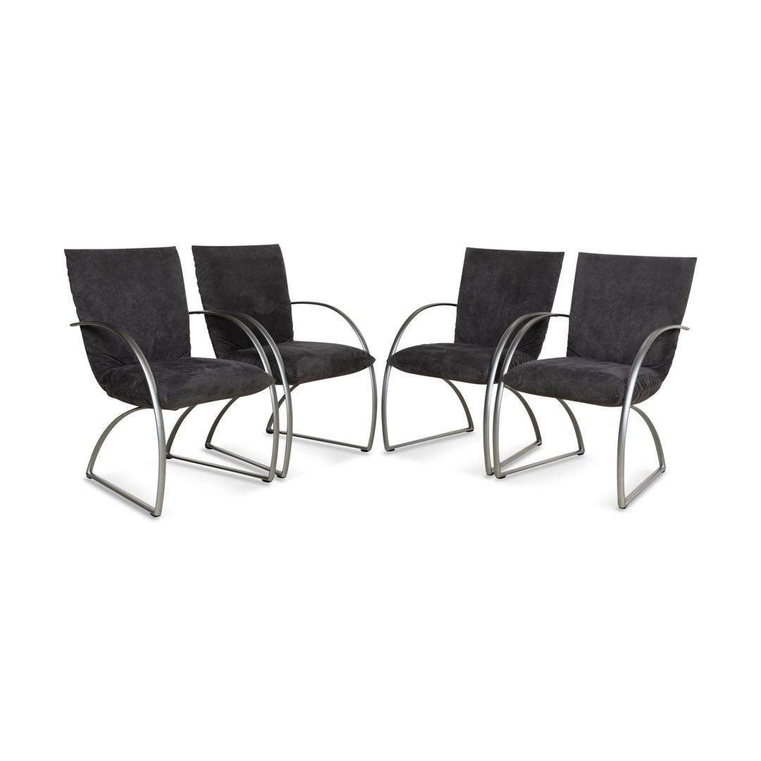 Lot de 4 chaises Rolf Benz 7600 en tissu gris